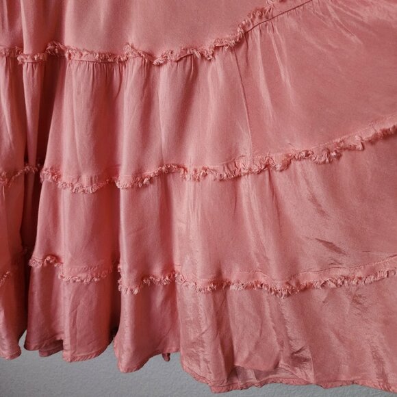 NEWPORT NEWS Y2K Gypsy Tiered Ruffle Maxi Skirt in Rose Pink Boho coquette 6P - Picture 3 of 8